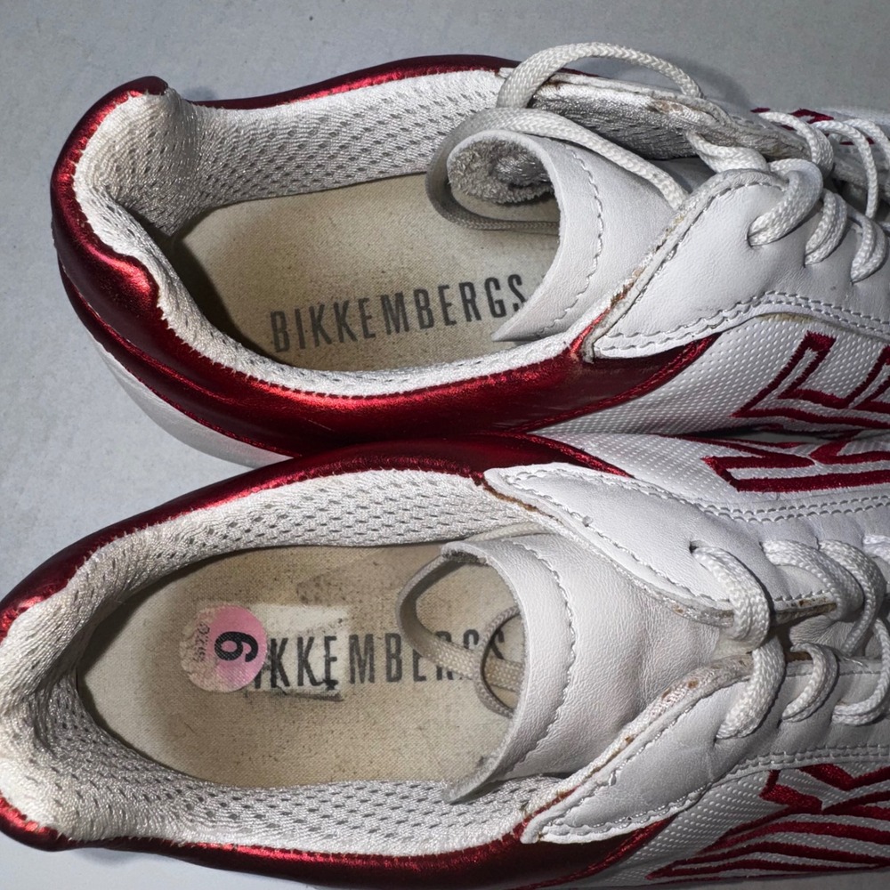 Bikkembergs Soccer Sneakers‎ Womens 39 White Metallic Red Logo BKE10330 Designer - Picture 6 of 8